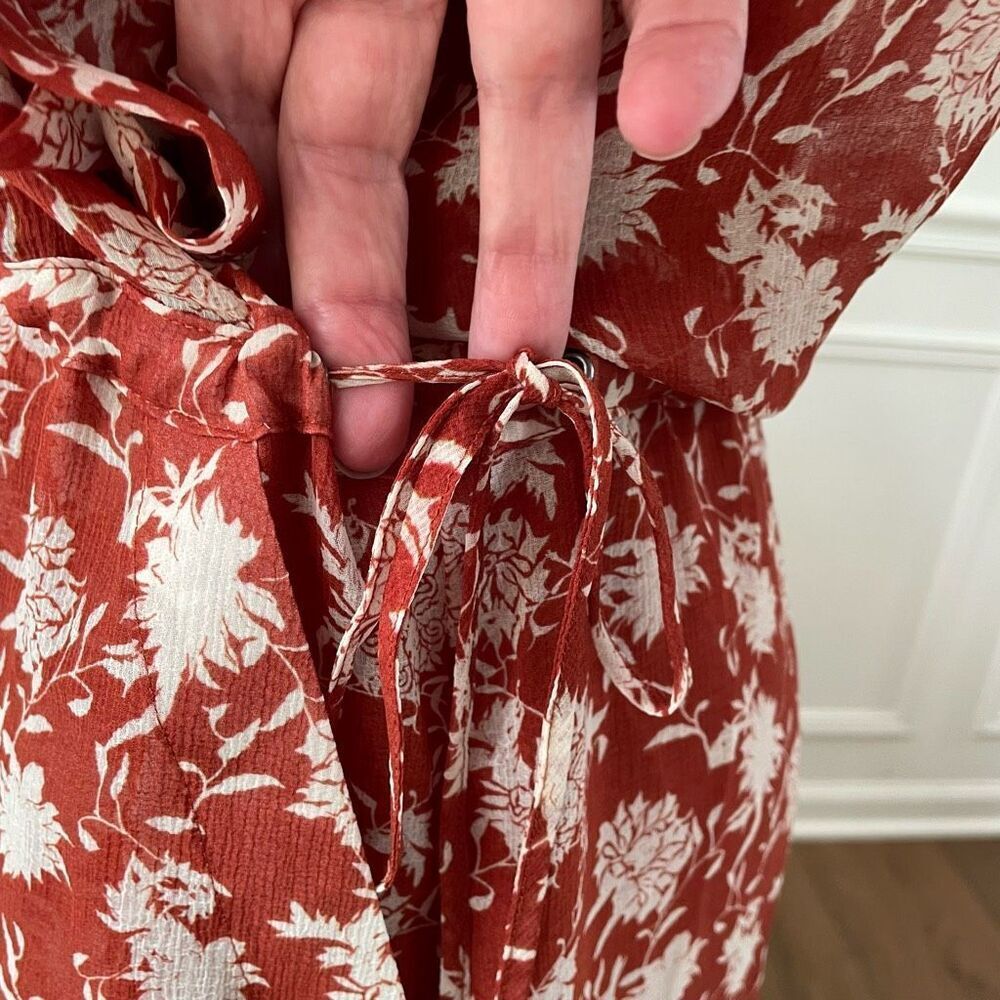 NWOT Rag & Bone Elysse Midi Dress Rust Floral Chiffon $495 XS - Picture 7 of 10
